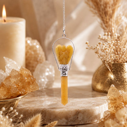 Angel Pendulum with Ring - Yellow Quartz