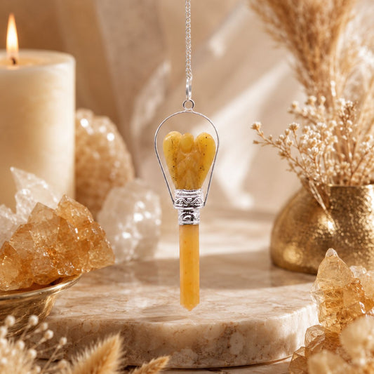 Angel Pendulum with Ring - Yellow Quartz