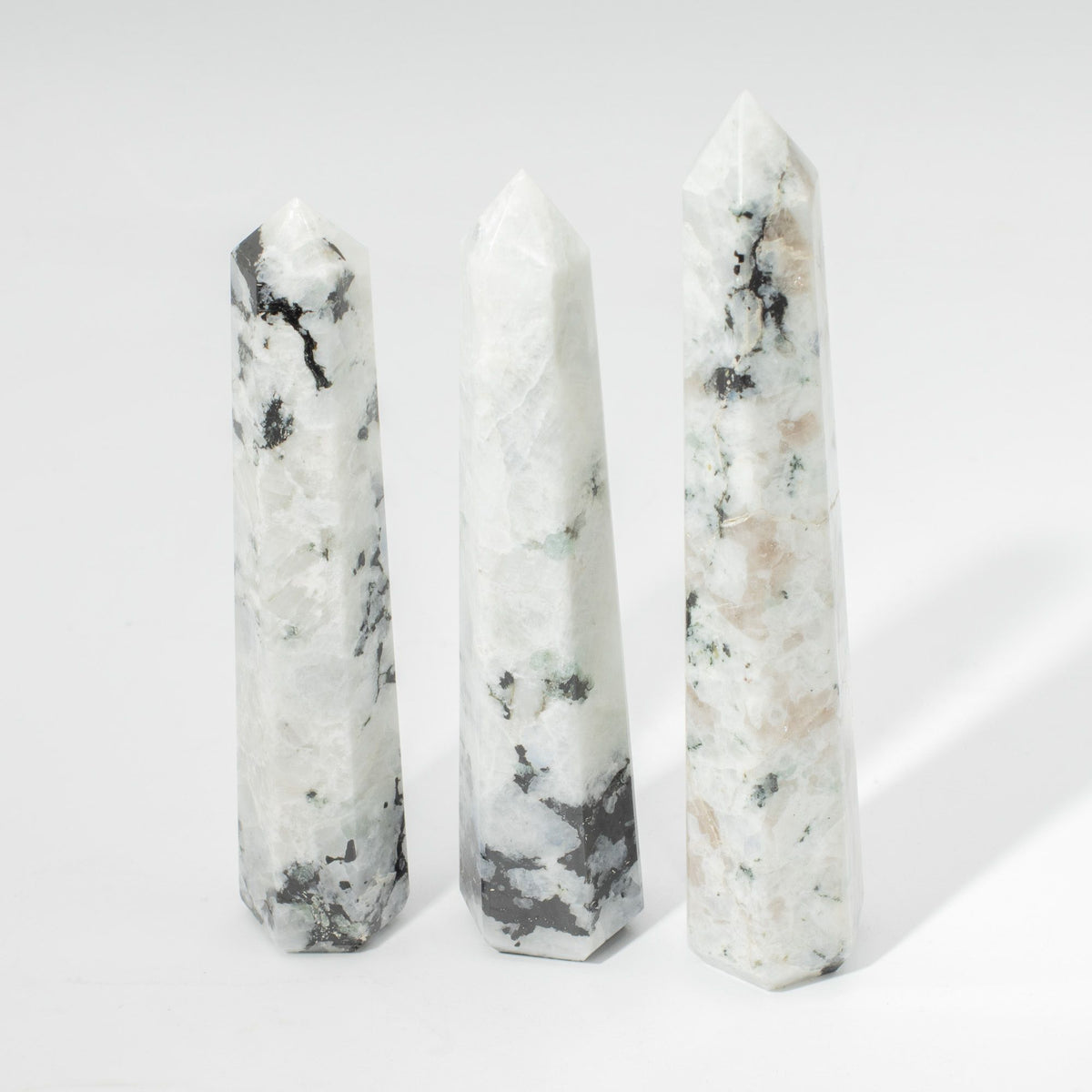 Gemstone Six Face Obelisk Point - Rainbow Moonstone