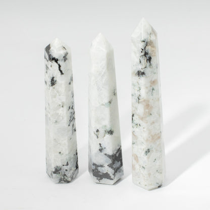 Gemstone Six Face Obelisk Point - Rainbow Moonstone