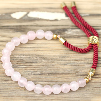Bordeaux String Bracelet - Rose Quartz