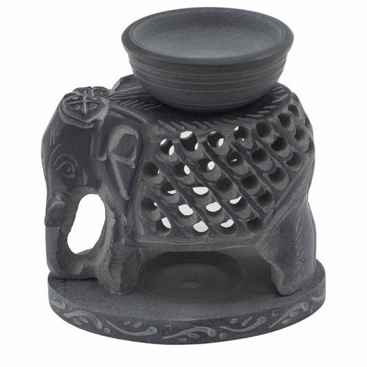 Soapstone Oil Burner - Standing Elephant