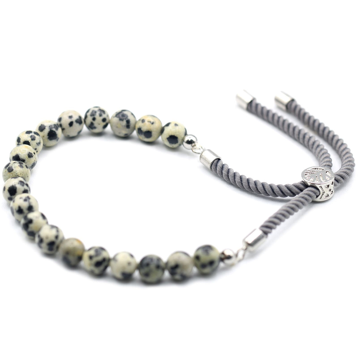 Charcoal String Bracelet - Dalmatian Jasper