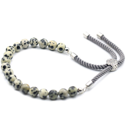 Charcoal String Bracelet - Dalmatian Jasper