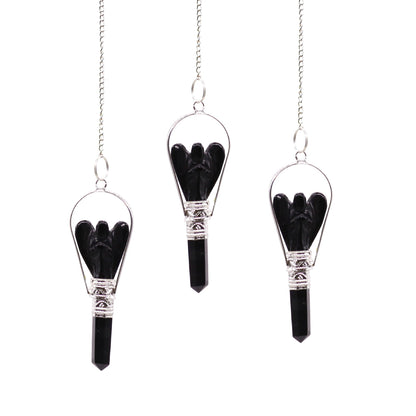 Angel Pendulum with Ring - Black Agate