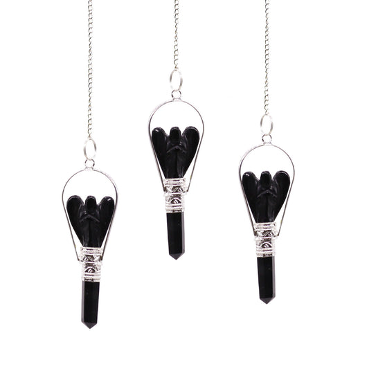 Angel Pendulum with Ring - Black Agate