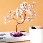 Large Gemstone Tree - Rose Quartz on Pink Agate Base (100 stones)