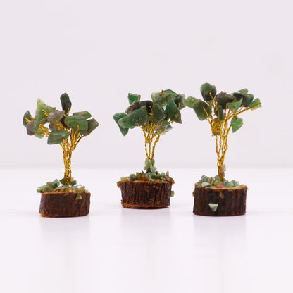 Mini Gemstone Tree On Wood Base - Green Aventurine