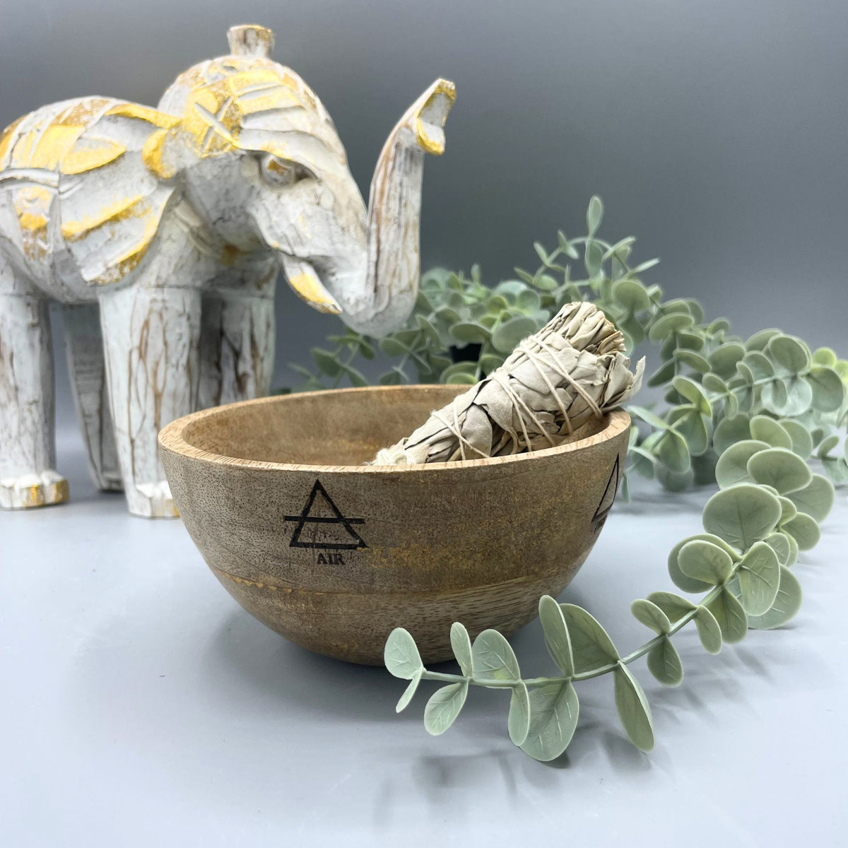 Wooden Smudge Bowl - Four Elements - Medium