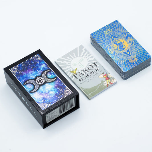 Blue Foil Tarot Card Set - Moon Face