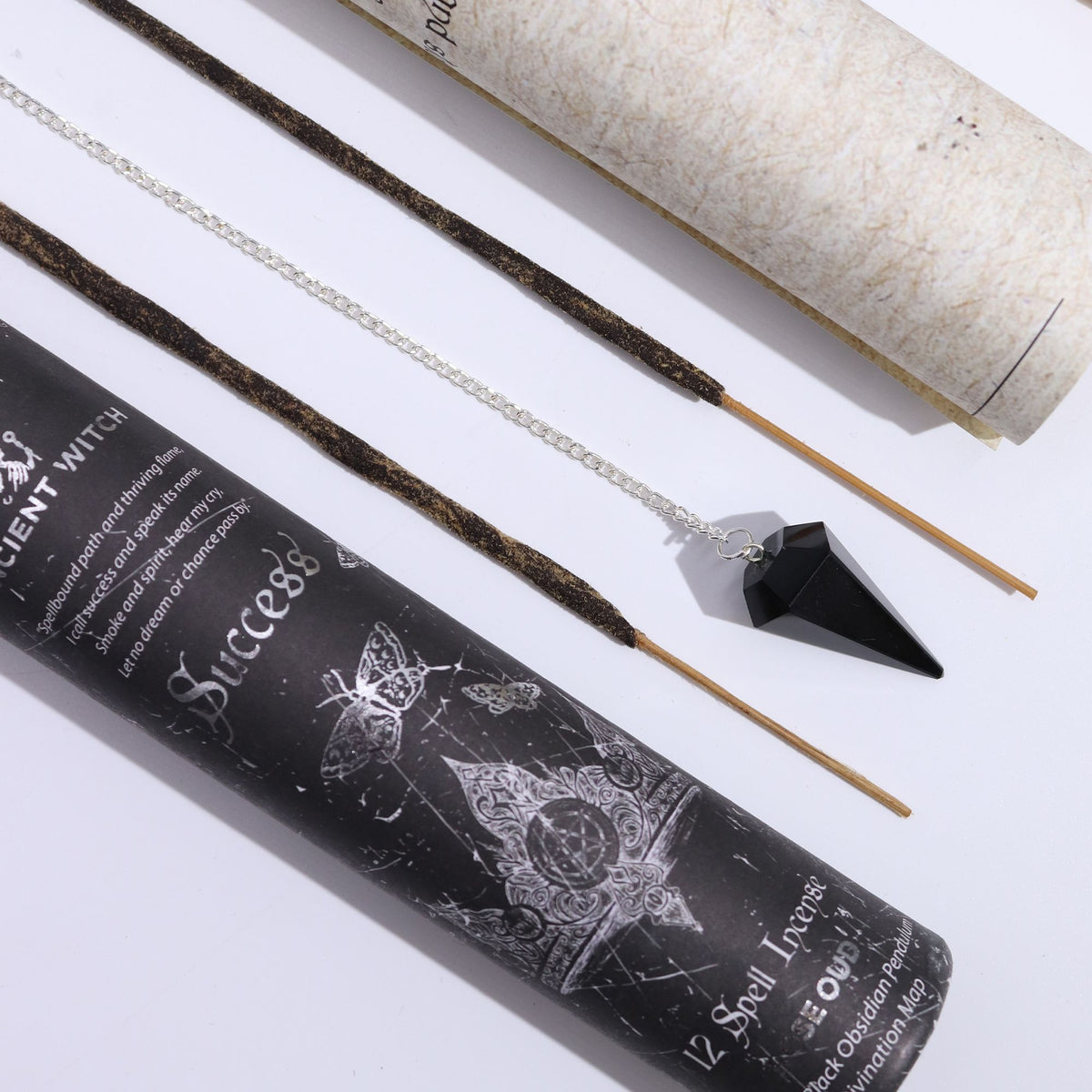 Ancient Witch Spell Incense - Success - Obsidian Pendulum