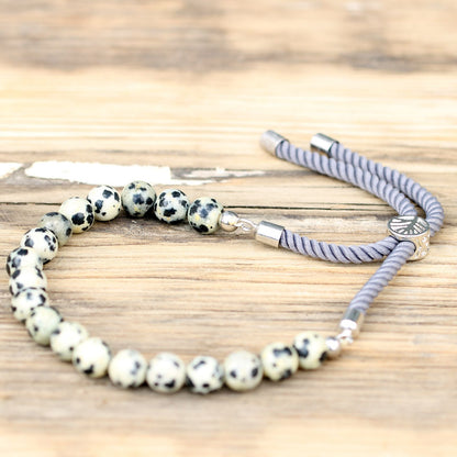Charcoal String Bracelet - Dalmatian Jasper