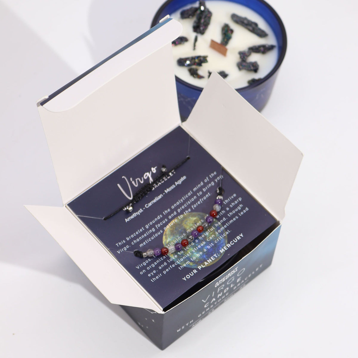Zodiac Candle & Gemstone Bracelet - Virgo