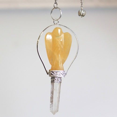 Angel Pendulum with Ring - Yellow Quartz