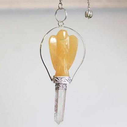 Angel Pendulum with Ring - Yellow Quartz