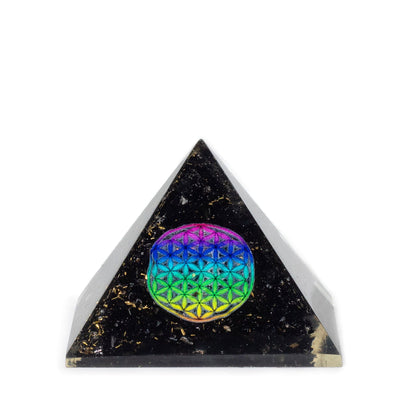 Small Orgonite Pyramids - Flower of Life - Black Tourmaline