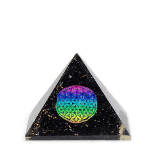 Small Orgonite Pyramids - Flower of Life - Black Tourmaline