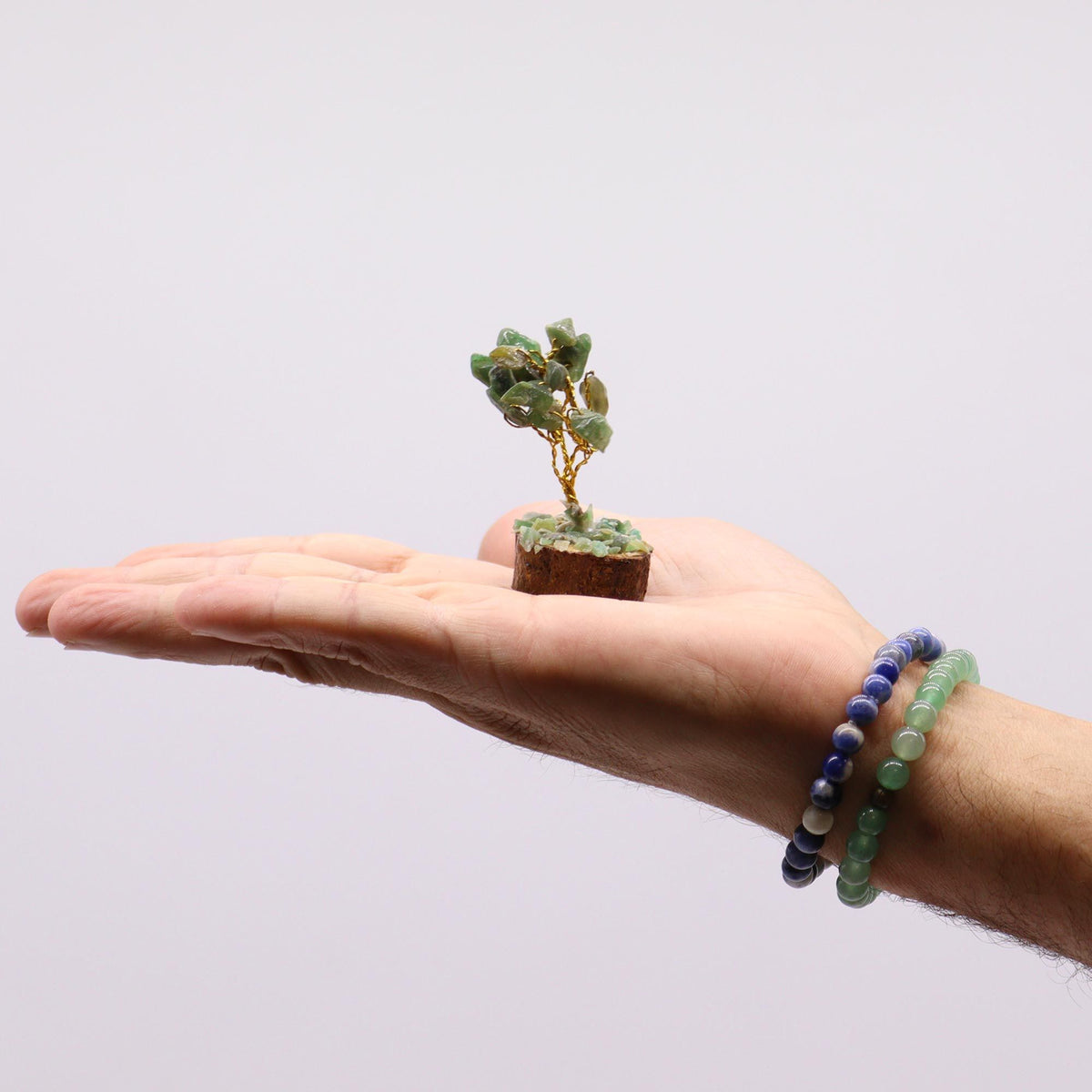 Mini Gemstone Tree On Wood Base - Green Aventurine