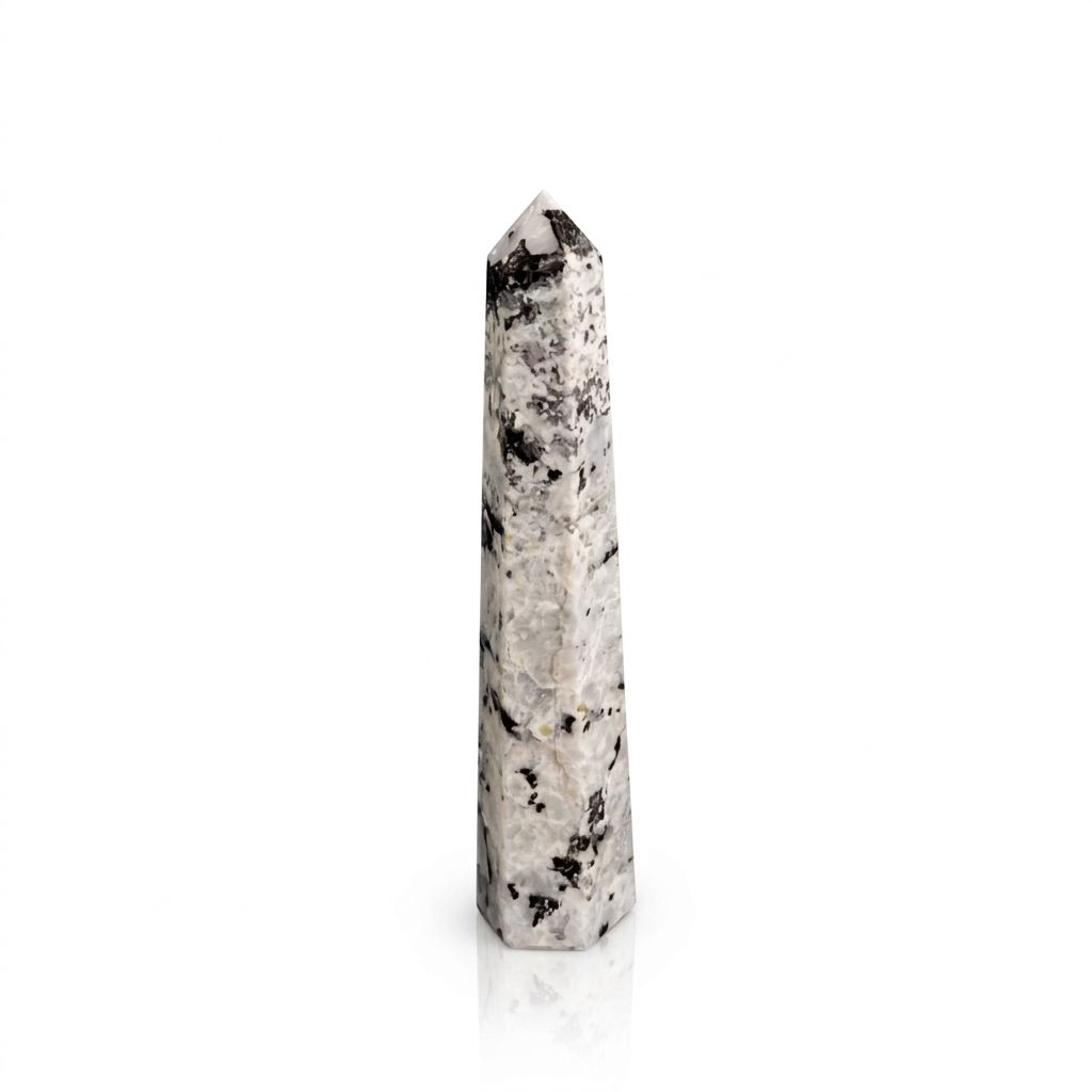 Gemstone Six Face Obelisk Point - Rainbow Moonstone