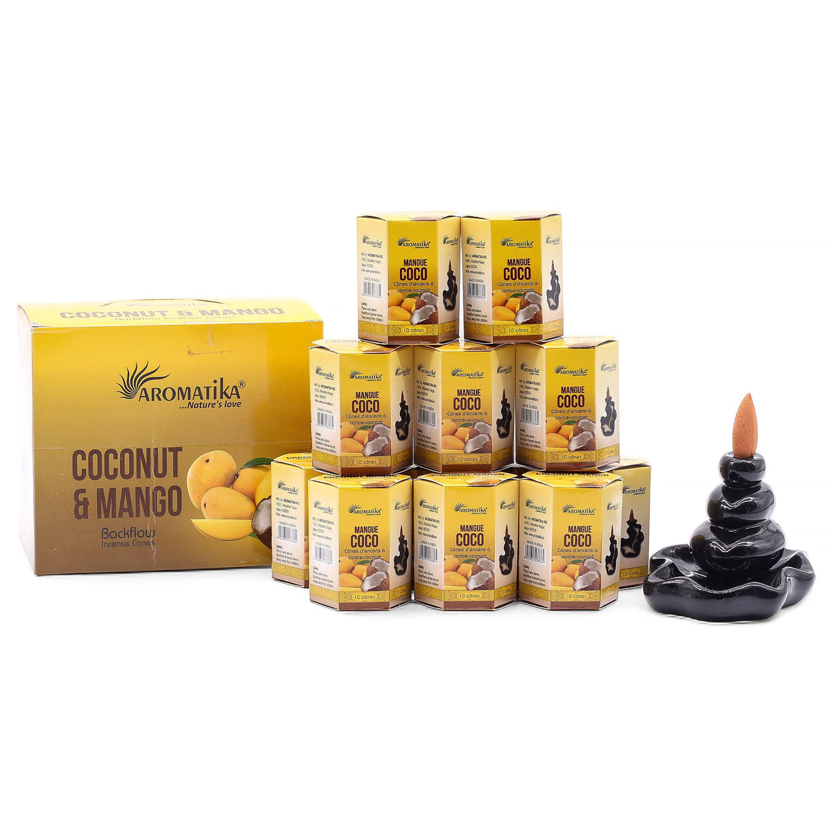 Aromatika Masala Backflow Incense Cones - Coconut & Mango