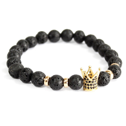 Lava Stone Gold Crown Bracelet