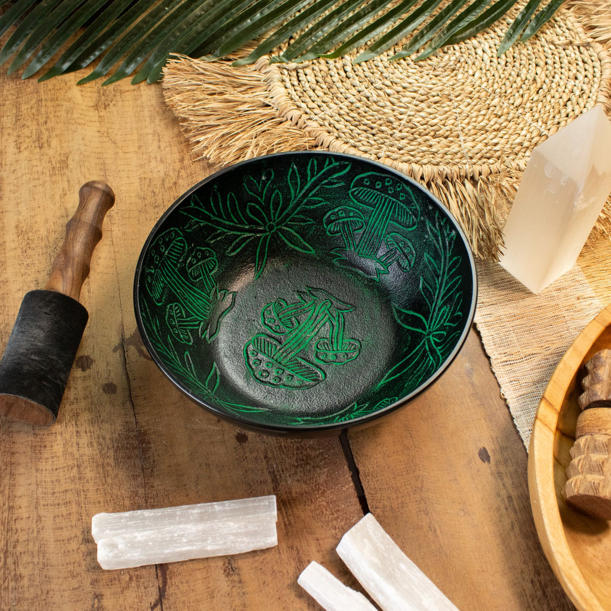 Aluminum Singing Bowl - Magic Mushroom - Green