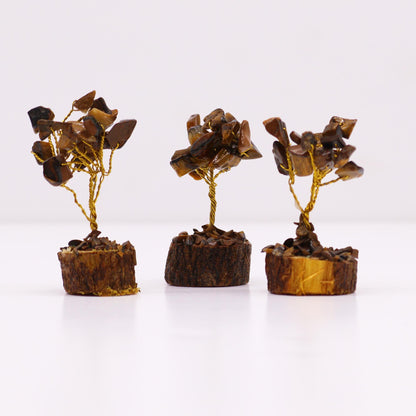 Mini Gemstone Tree On Wood Base - Tigereye