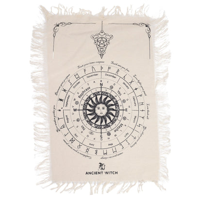Sun Face Pendulum Divination Cloth - Natural & Black