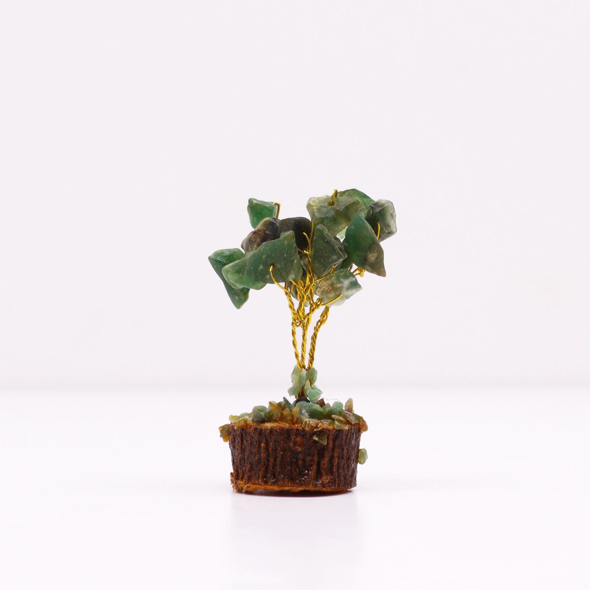 Mini Gemstone Tree On Wood Base - Green Aventurine