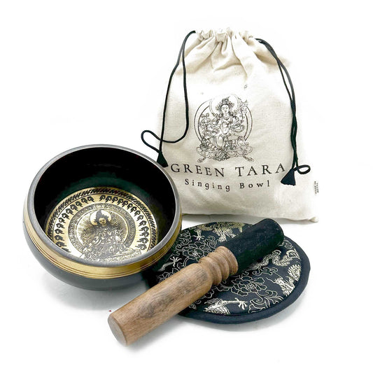 Engraved Singing Bowl Gift Set - Green Tara