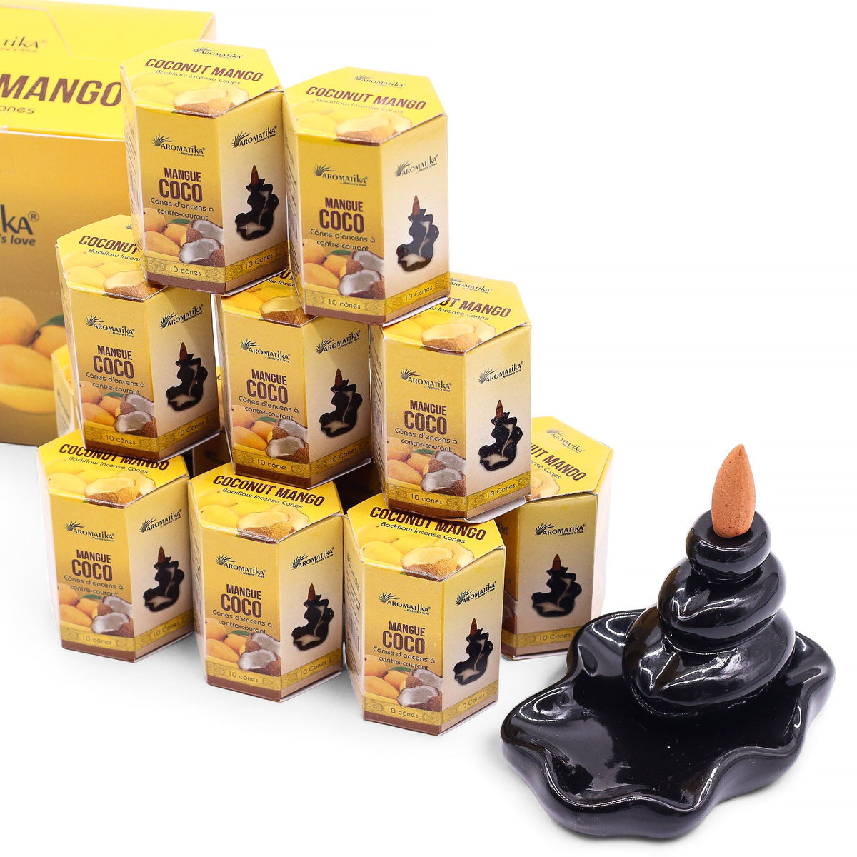 Aromatika Masala Backflow Incense Cones - Coconut & Mango