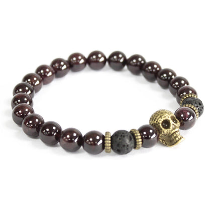 Blood Stone Bronze Skull Bracelet