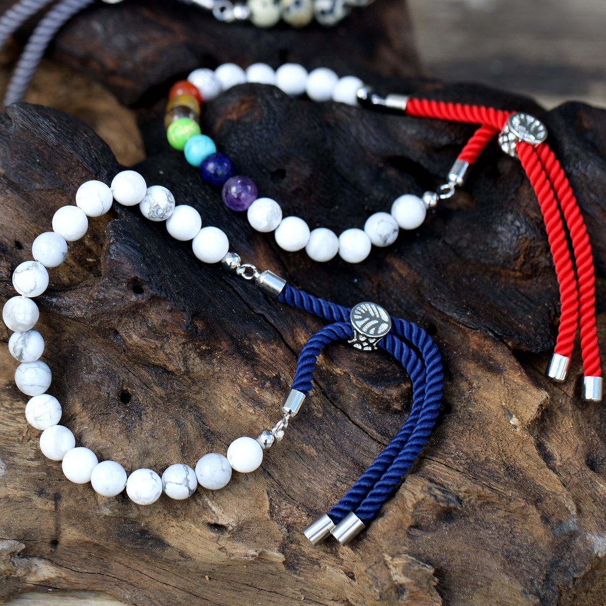 Charcoal String Bracelet - Dalmatian Jasper