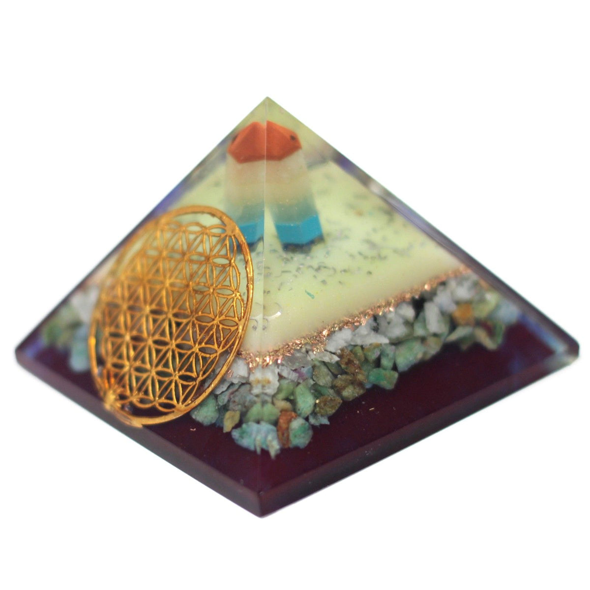 Large Orgonite Pyramid - Flower of life symbol