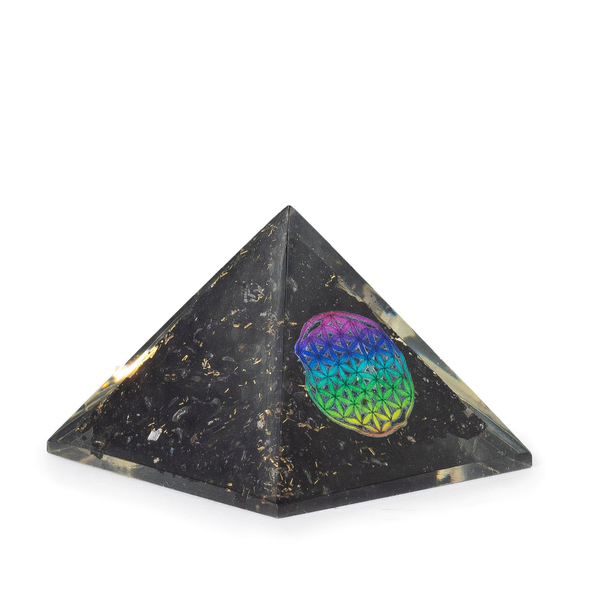 Small Orgonite Pyramids - Flower of Life - Black Tourmaline