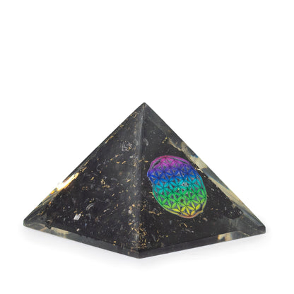 Small Orgonite Pyramids - Flower of Life - Black Tourmaline