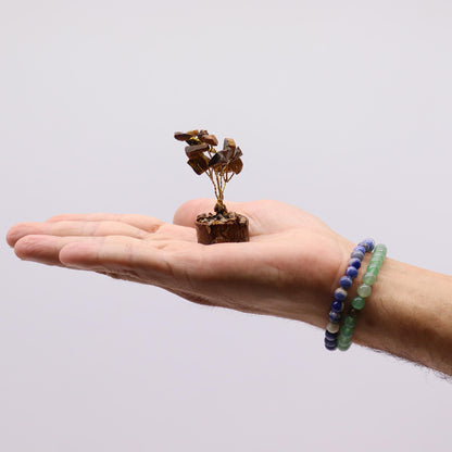 Mini Gemstone Tree On Wood Base - Tigereye