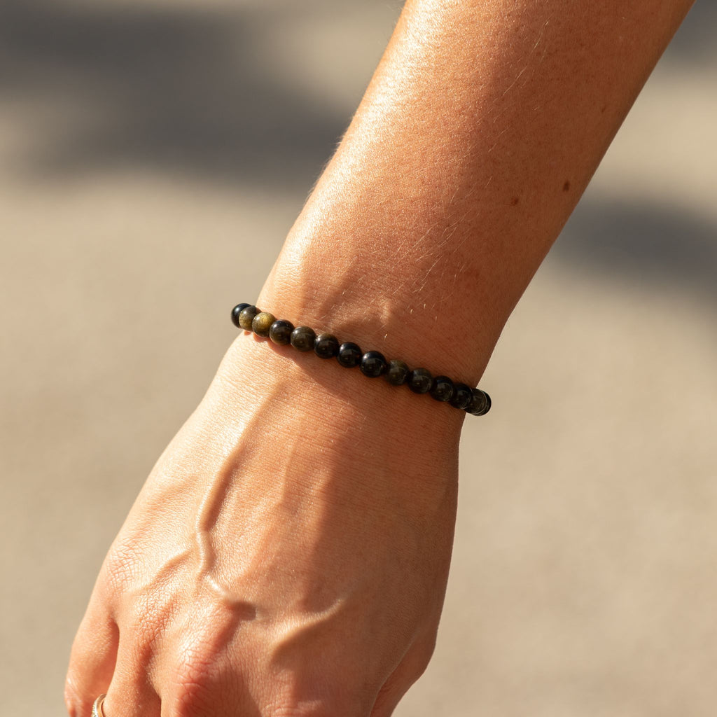 Petite Power Bracelet - Gold Obsidian