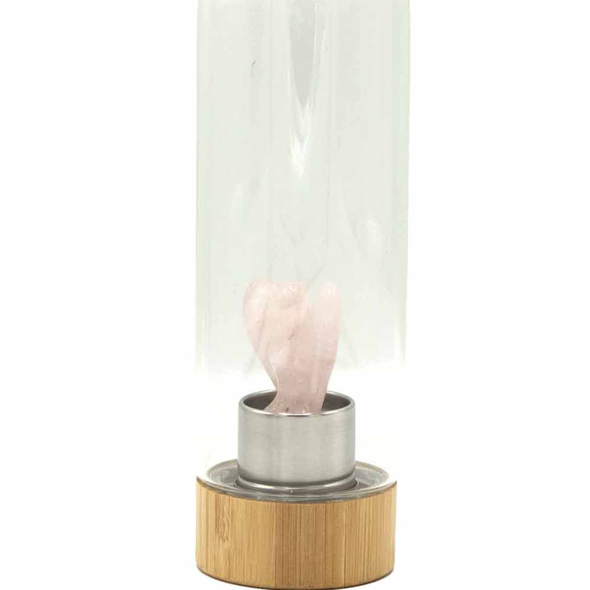 Crystal Infused Glass Water Bottle - Rose Quartz - Angel