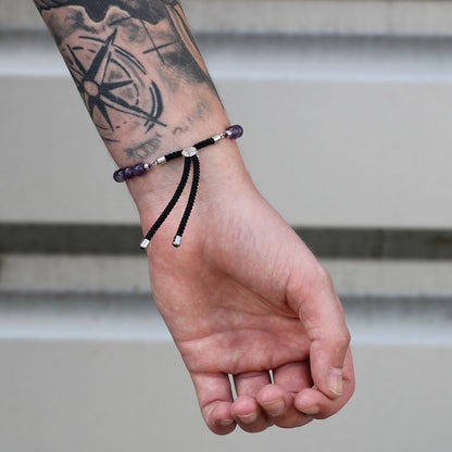 Charcoal String Bracelet - Dalmatian Jasper
