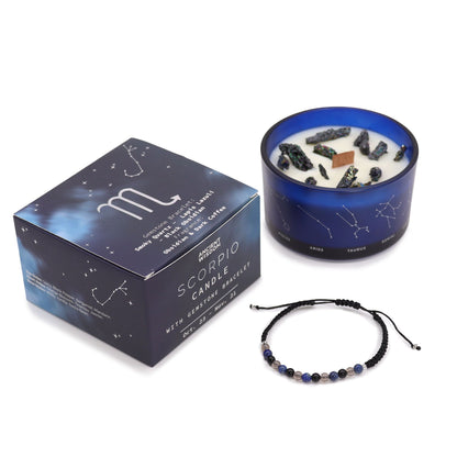 Zodiac Candle & Gemstone Bracelet - Scorpio