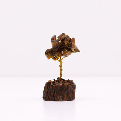 Mini Gemstone Tree On Wood Base - Tigereye