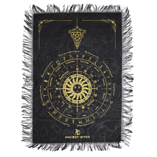 Sun Face Pendulum Divination Cloth - Black & Gold