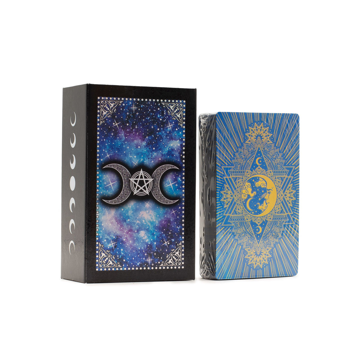 Blue Foil Tarot Card Set - Moon Face
