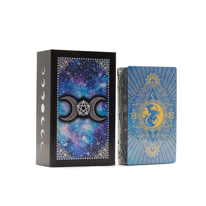 Blue Foil Tarot Card Set - Moon Face