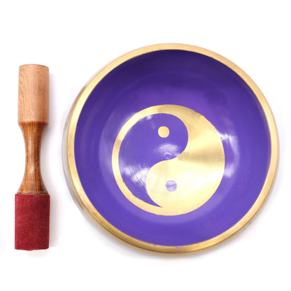 Large Yin & Yang Singing Bowl Set - White & Purple