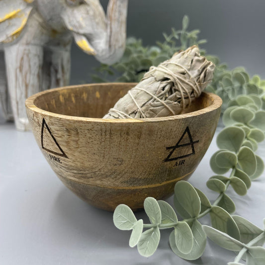 Wooden Smudge Bowl - Four Elements - Small