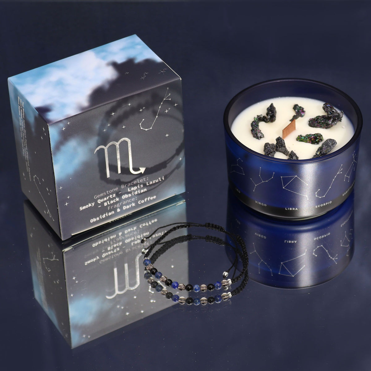 Zodiac Candle & Gemstone Bracelet - Scorpio
