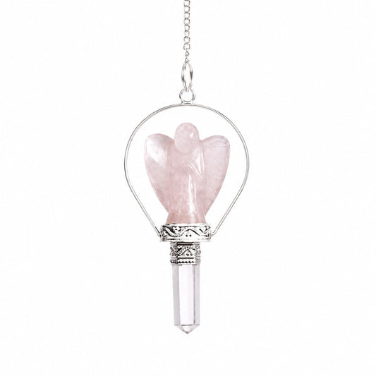 Angel Pendulum with Ring - Rose Quartz