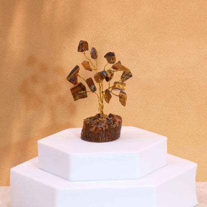 Mini Gemstone Tree On Wood Base - Tigereye